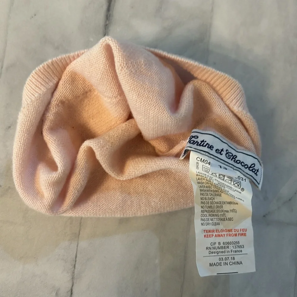 Tartine et Chocolat Girl’s Pale Pink Wool and Cashmere Knitted Hat